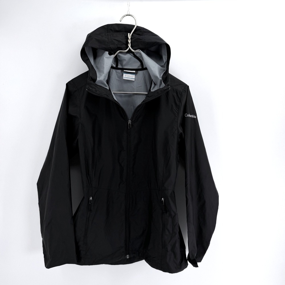Columbia Womens Black Hooded Windbreaker Arcadia II Rain Jacket Size S